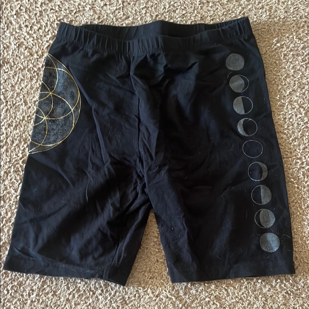 Black Shorts with Moon Phase Design
